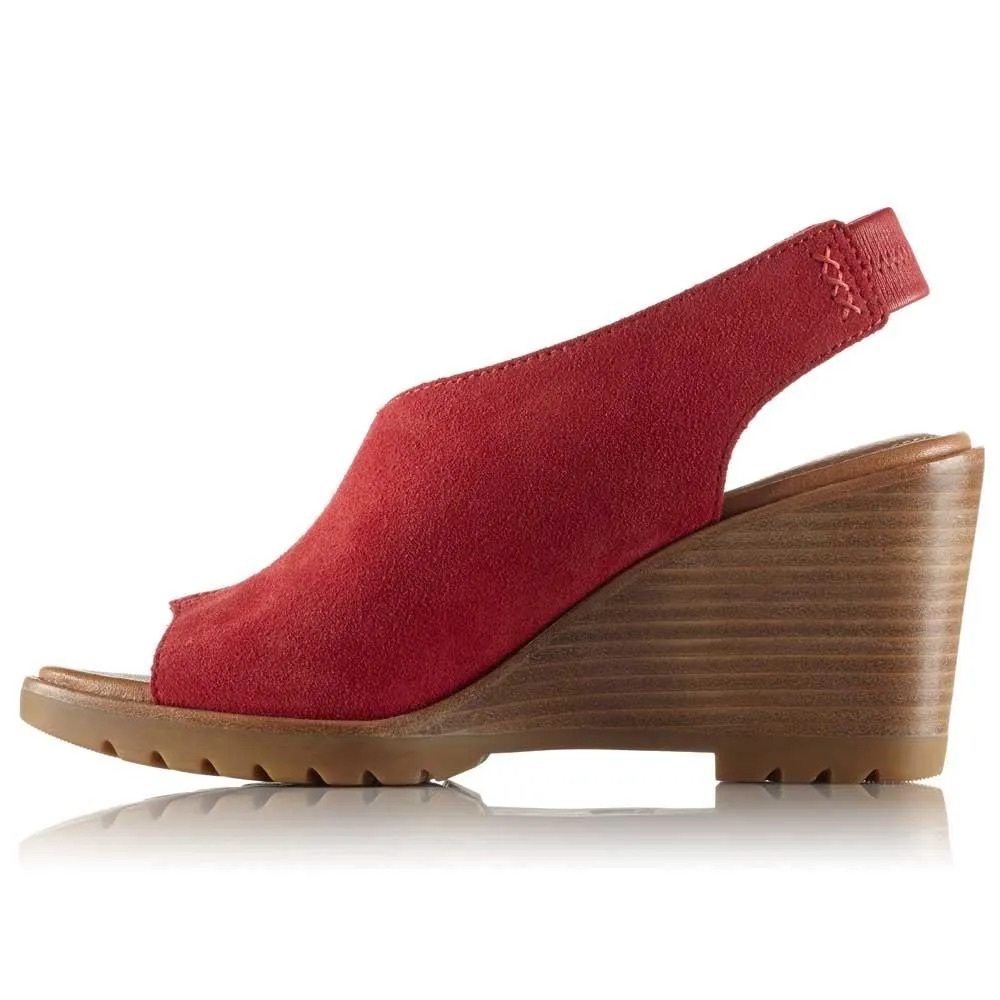 Women's Red Suede Wedge Sandals
